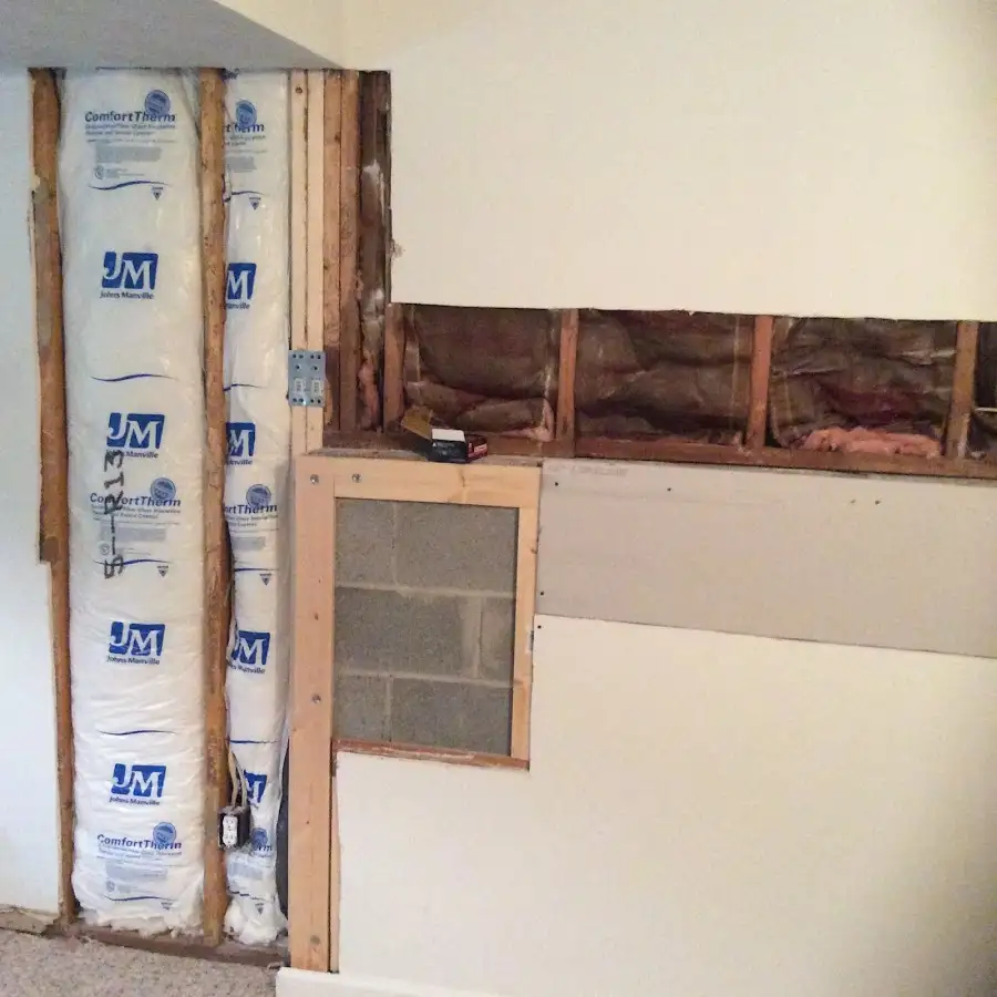Wall insulation replacement during Basement Flood Cleanup in Halfway